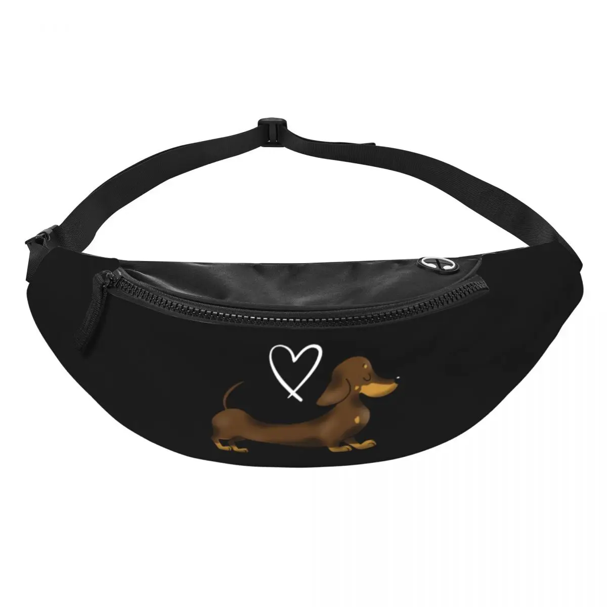 Dachshund Love Fanny Pack Men Women Custom Wiener Badger Sausage Dog Crossbody Waist Bag for Running Phone Money Pouch