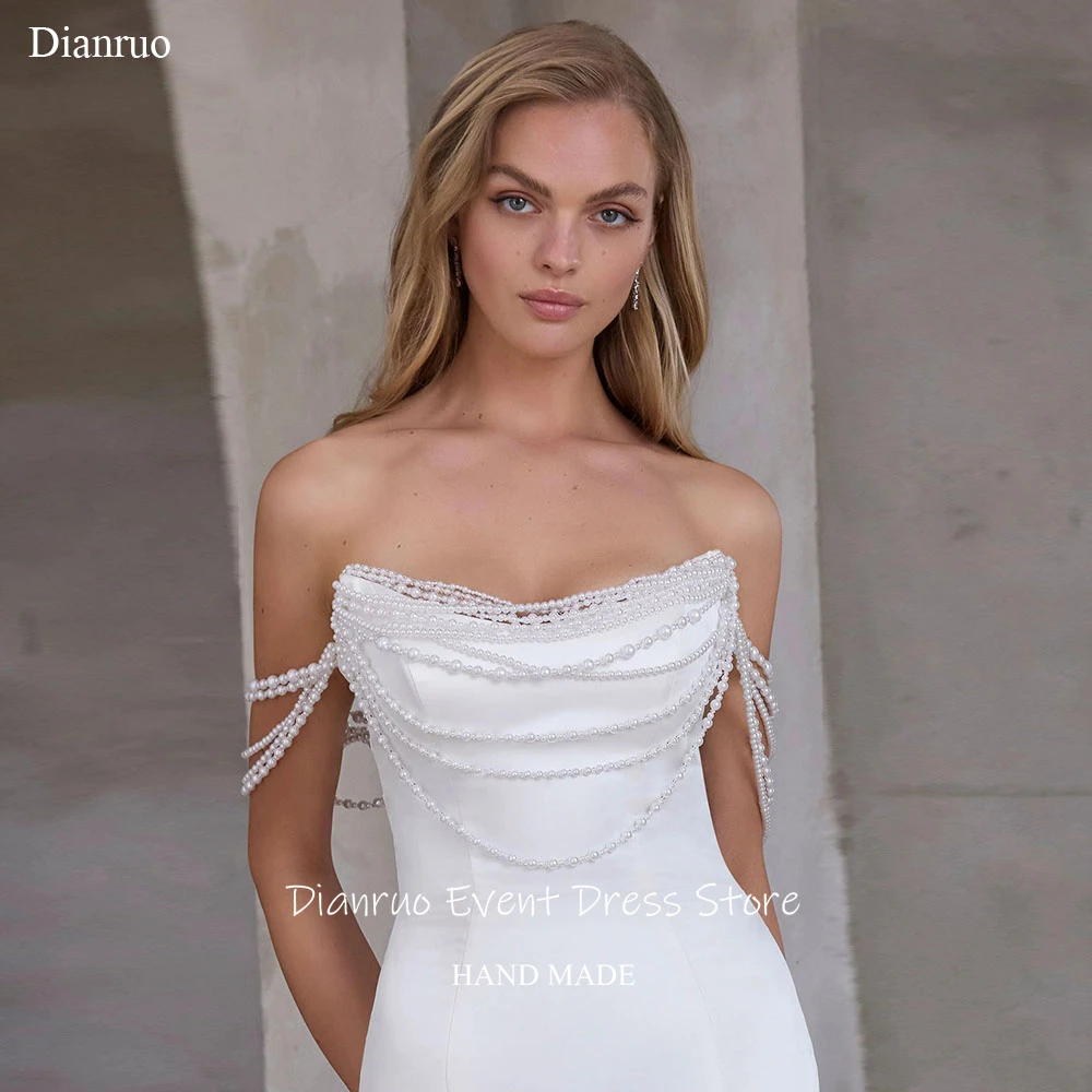 

Роскошное свадебное платье Dianruo с жемчужной вышивкой, современное платье-русалка без рукавов, высококачественное вечернее платье на заказ