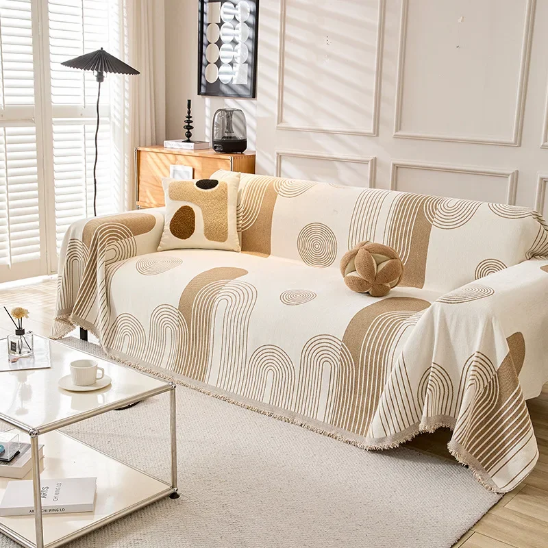 Universal Sofa Cover Winter Plush One-Piece Sofa Protector Nordic Sle Machine Washable for Three-Seater Sofa Dustproof