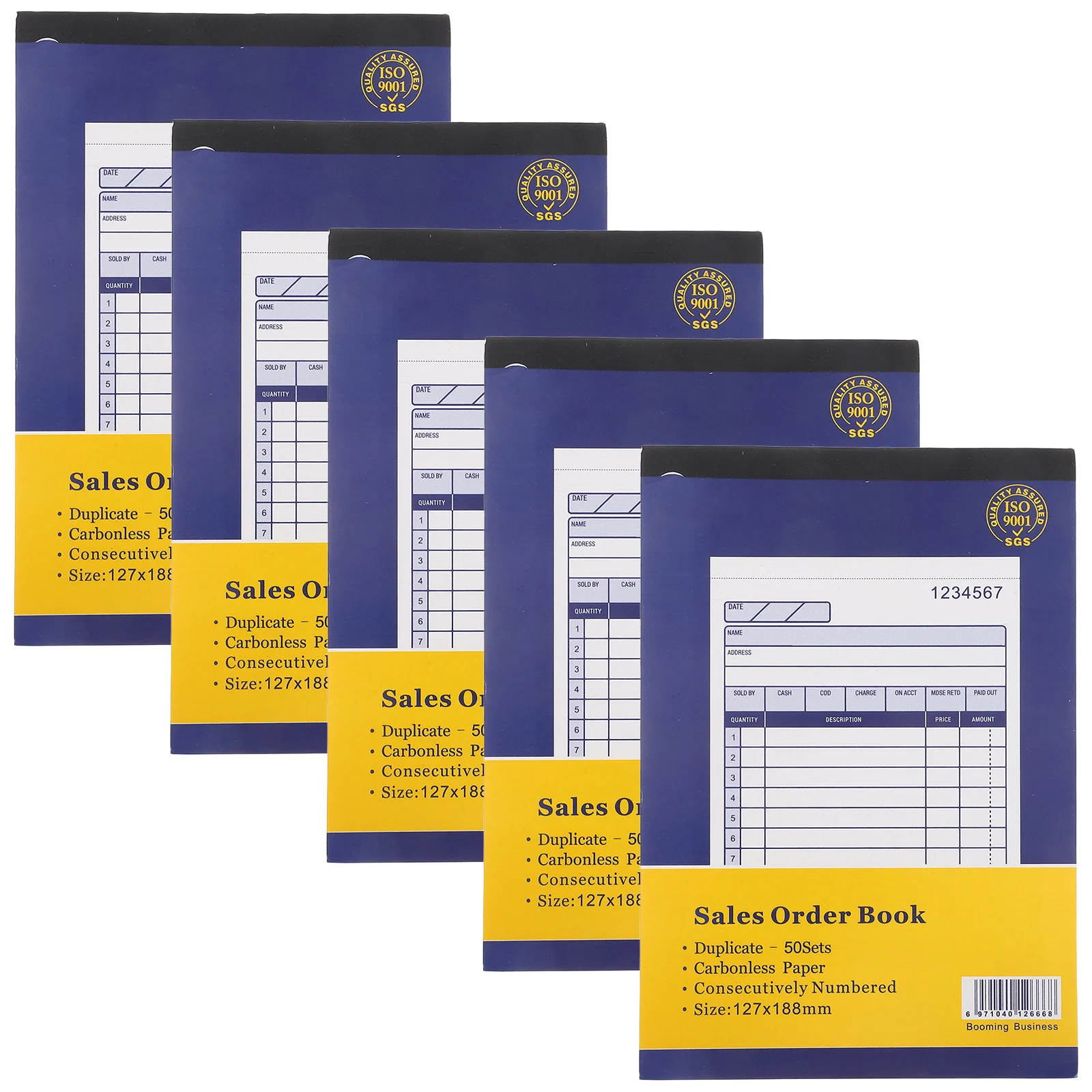 5pcs Sales Book For Small Business 2-Part Canary Invoice Pad Purchase Order Tracking Receipt Book For Order Management Financial