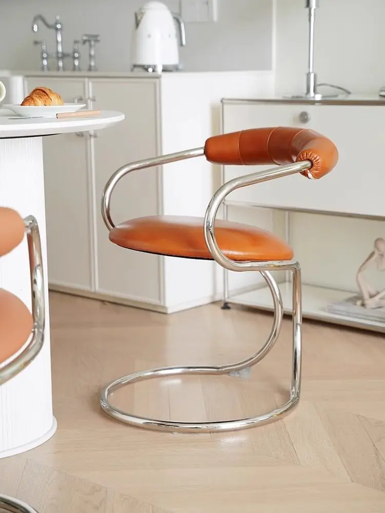 Designer French Creative Snake Chair Medieval Bauhaus Home Dining Chair Backrest Armrest Stainless Steel Chair Premium