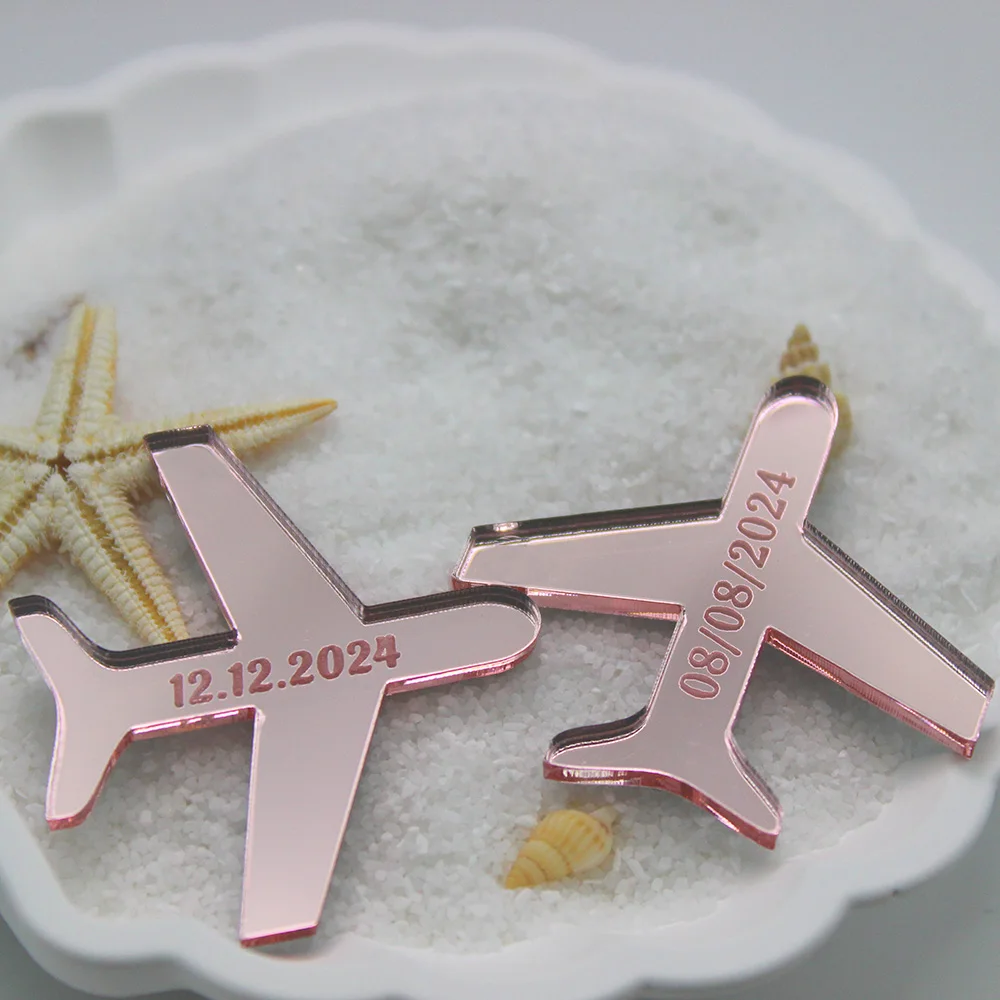 30Pcs Personalized Airplane Charms for Destination Wedding Invitation,Airplane Tags, Chocolate Tags,Party Decor, Baby Shower