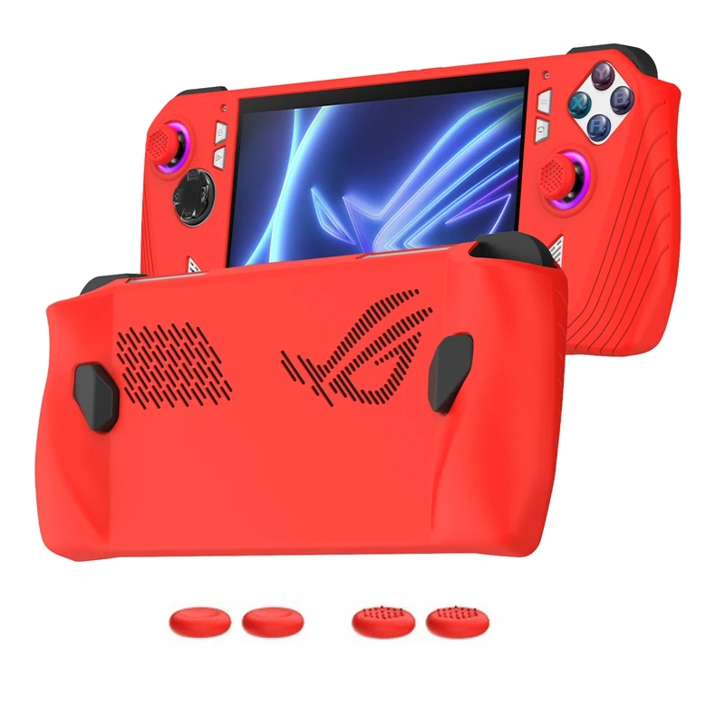 For ROG Ally Handheld Game Console All-Inclusive Silicone Protective Case Handheld Anti-Drop Protective Case,Red