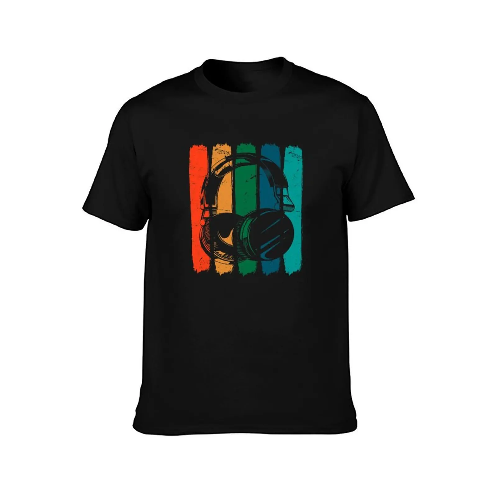 Music Lover Producer DJ Vintage Headphones T-Shirt, Summer Casual Cotton Tee, Oversized Streetwear Tops, Vintage Graphic Print