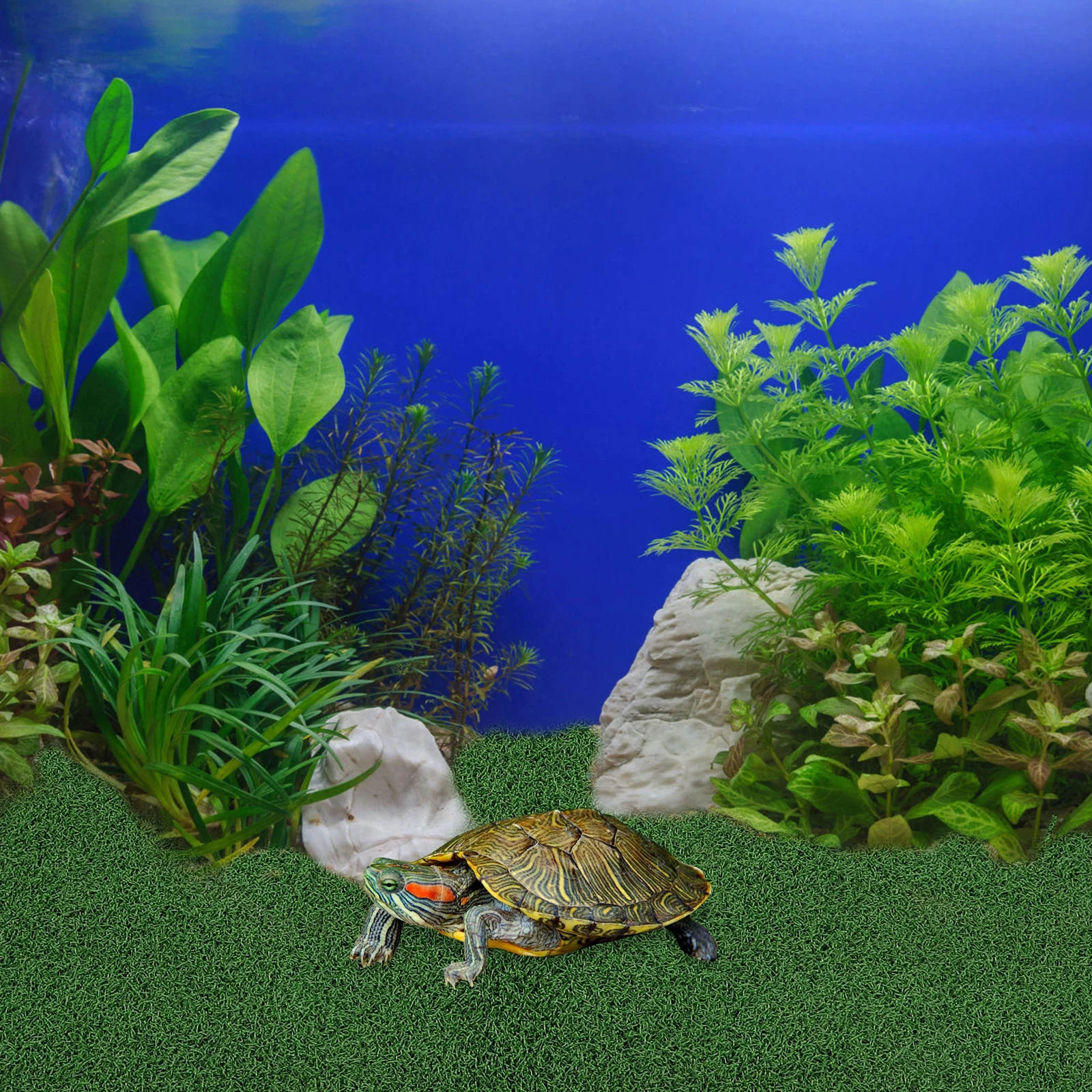 

Turtle Basking Terrace Artificial Grass Pad Floating Island Reptile Platform Lifelike Turf Simulation Faux Grass Mat Aquarium