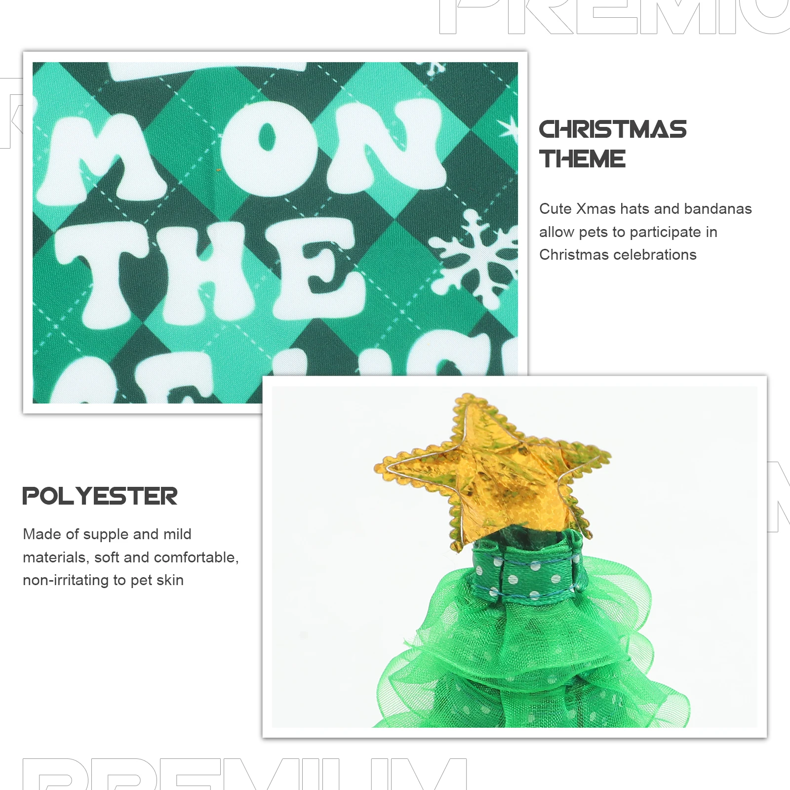 

1 set Pet Christmas Hat Soft Comfortable Dog Xmas Hat Adorable Bandana Adjustable Scarf