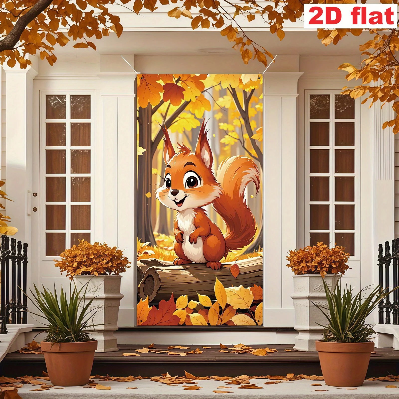1pc Chic Door Banner Cartoon Squirrel Theme for Autumn Parties Harvest Festival Door Frame Decoration Suitable for Thanksgiving