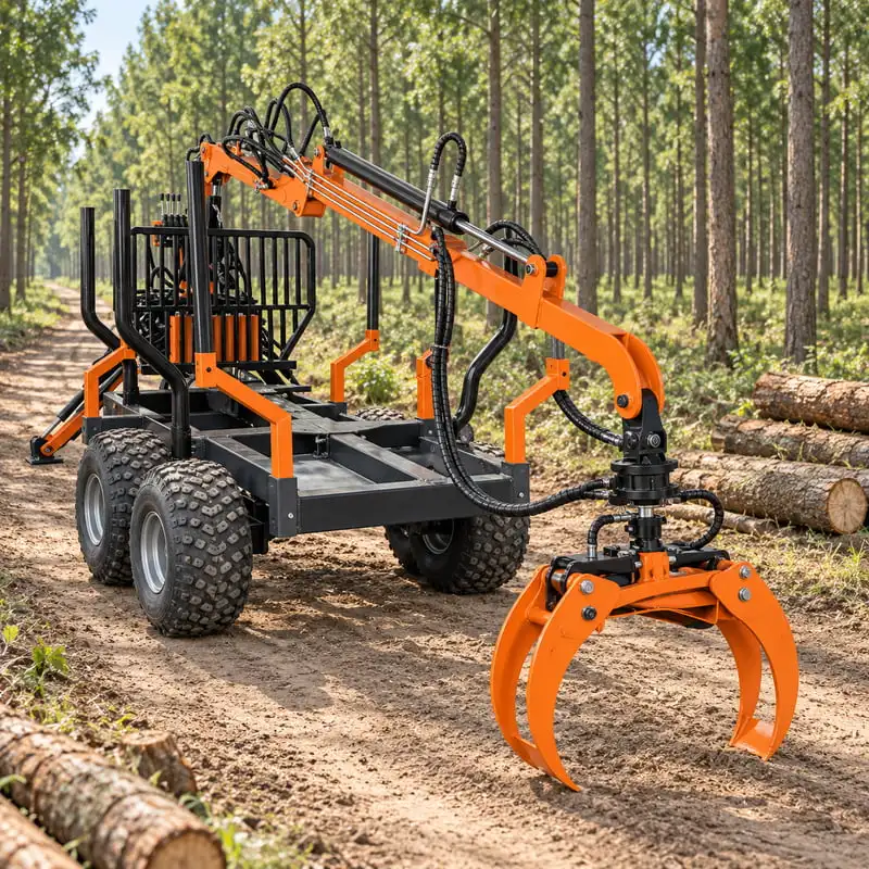 ATV Log Trailer Designed for Wood Lot Management Customized with Hydraulic Control Farm Ready Self Loading Log Trailer