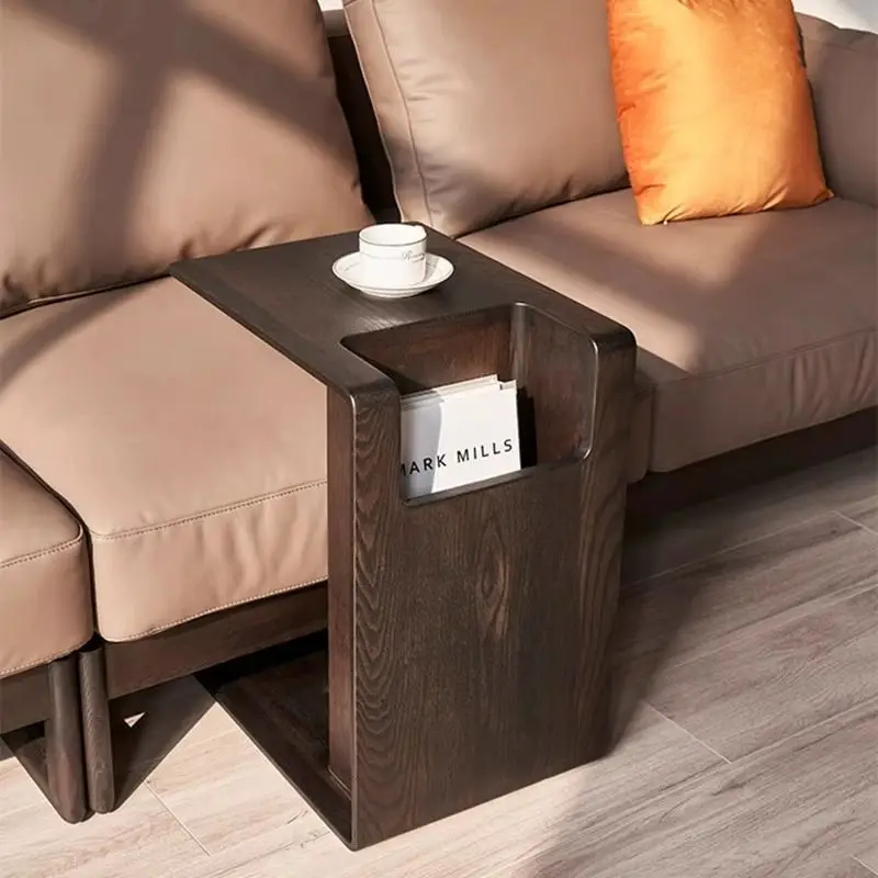 

Italian floor-to-ceiling ash wood solid wood minimalist storage small sofa card table small apartment creative corner table