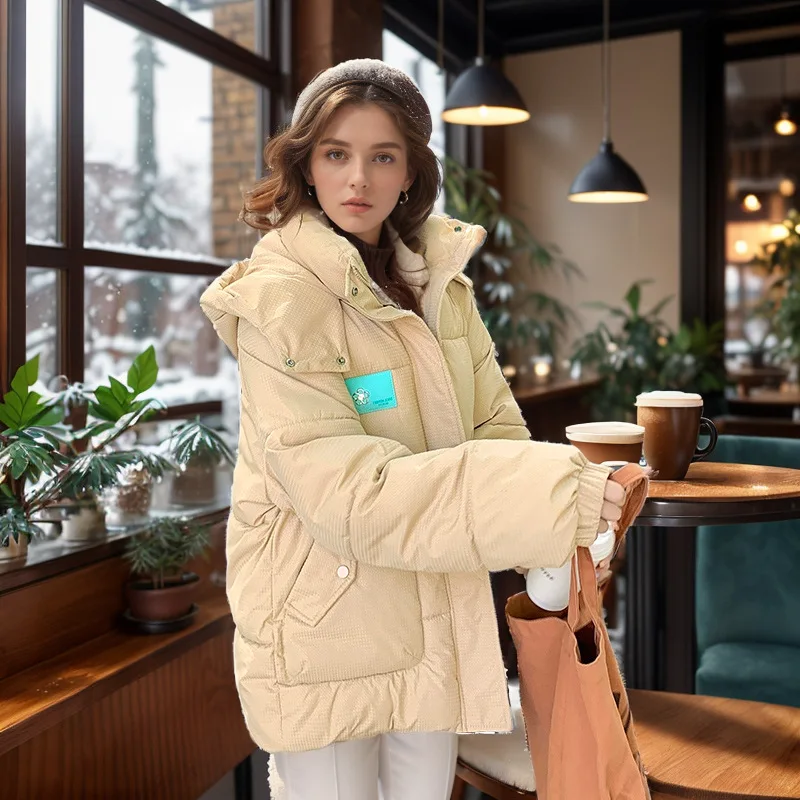 2024 Winter Women\'s Parkas Coats Tops Female Hooded High Collar Warm Cotton Jacket Thicken Warm Bread Jacket Women\'s Clothing