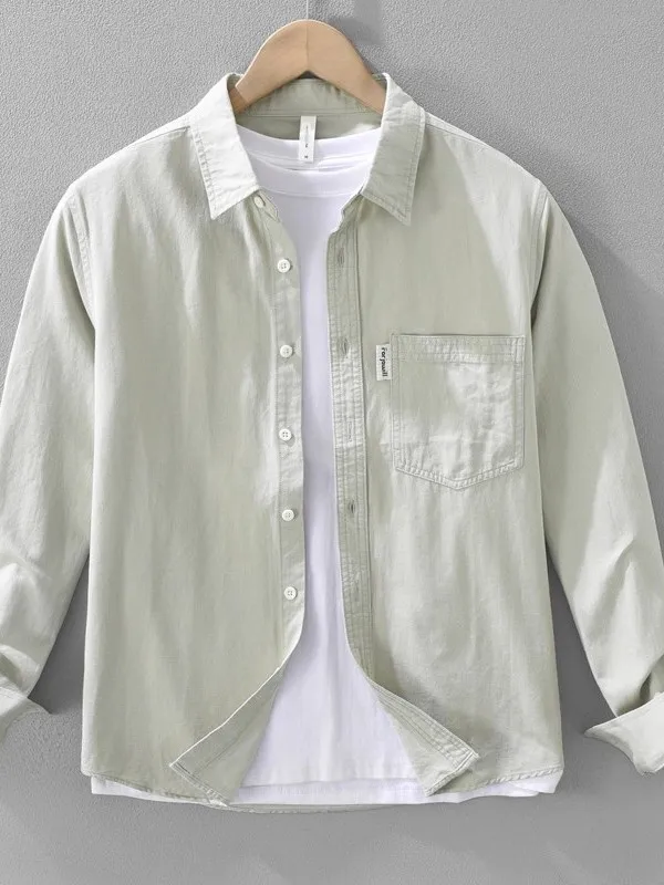 

Japanese Artistic Long Sve Cotton Casual irt Men's Spring Autumn Faionable Loose Fit Versatile Collared Leisure irt