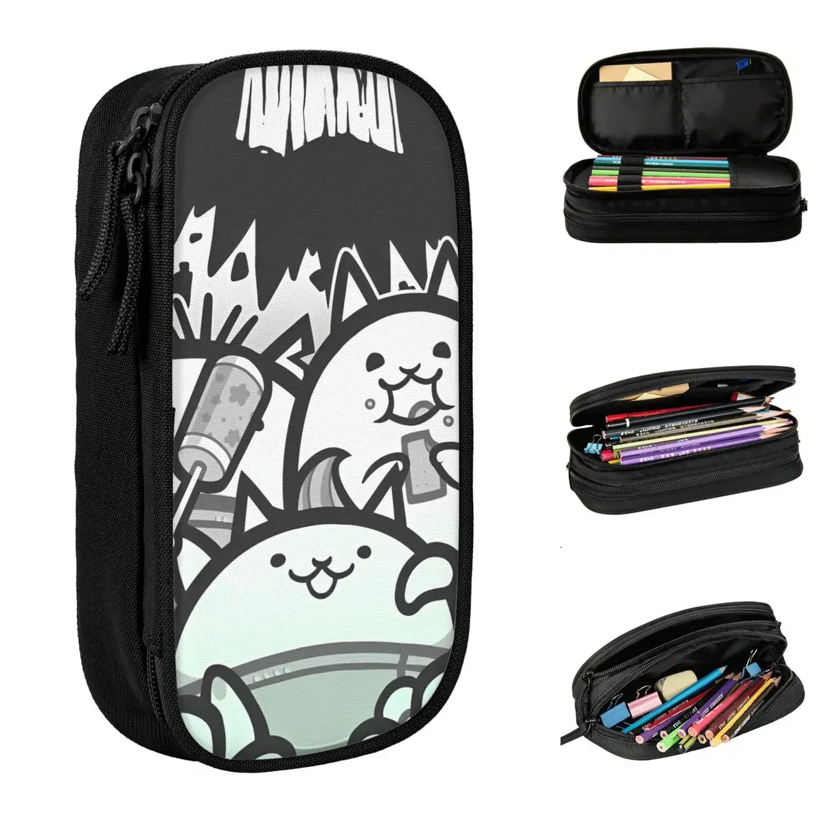 New Game Cartoon The Battle Cats Pencil Cases Pencilcases Pen Holder for Girls Boys Bag School Supplies Zipper Accessories