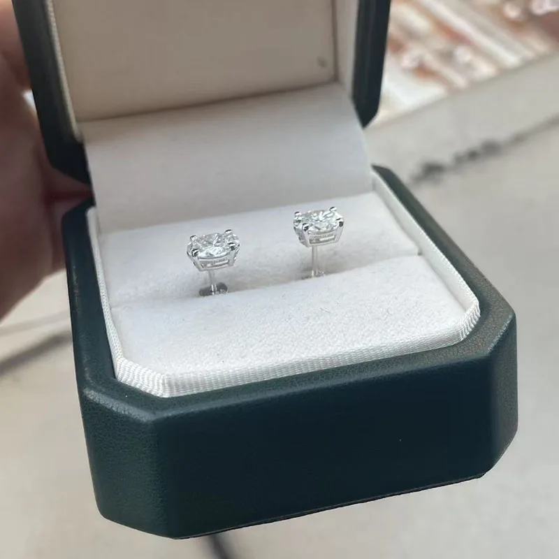 Elegant Oval Lab Grown Diamond Push Back Stud Earrings 1CT Each DEF VS‑VVS IGI Platinum 950 Premium Women's Daily Jewelry