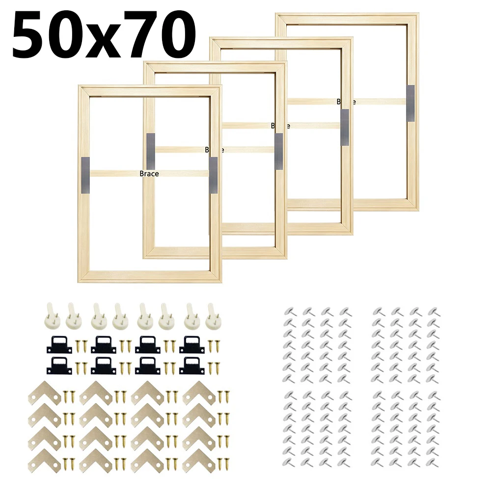 4 pièces/paquet de barres de support en bois pour toile 50x70cm, kit de cadre en bois pour montage de tableaux sur toile, impressions, galerie, peintures à l'huile