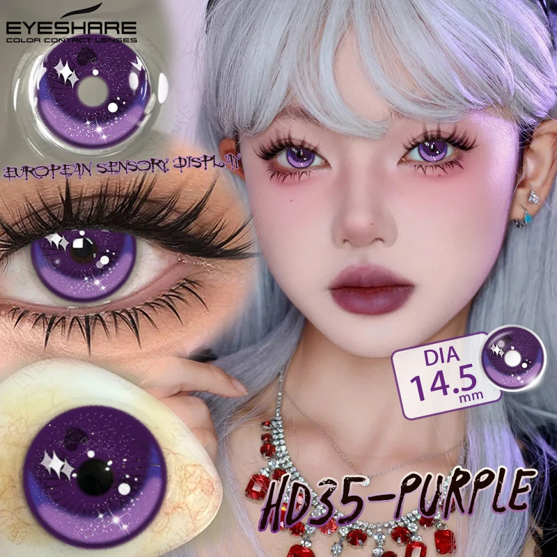 EYESHARE Farbige Kontaktlinsen für Cosplay Anime Lila Rosa Niedliche Kontaktlinsen Rote Linsen für Halloween Make-up Blaue Pupillen Y2K Linsen – Detail 29