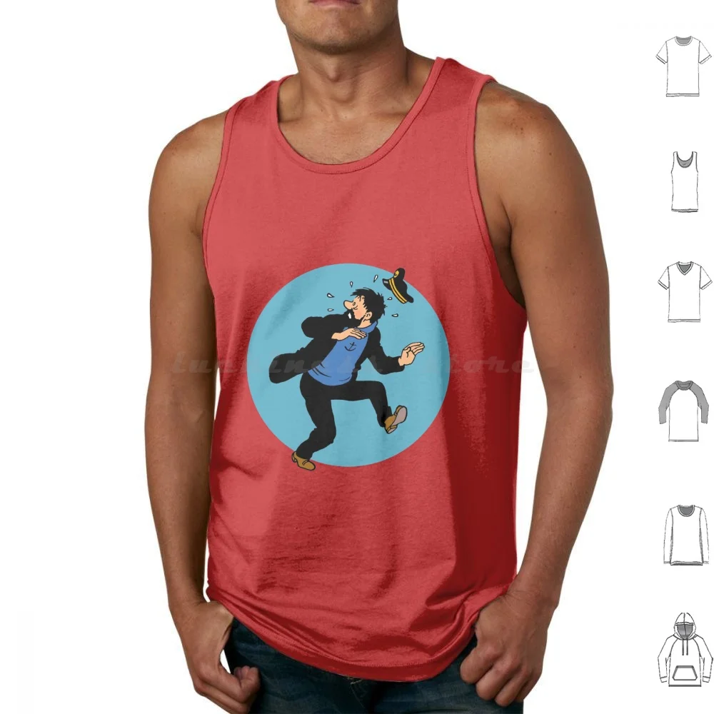 The Captain Tank Tops Print Cotton Report Secret Pirate Snowy Privateer Treasure Boarding Comic Belgian Adventure Ship