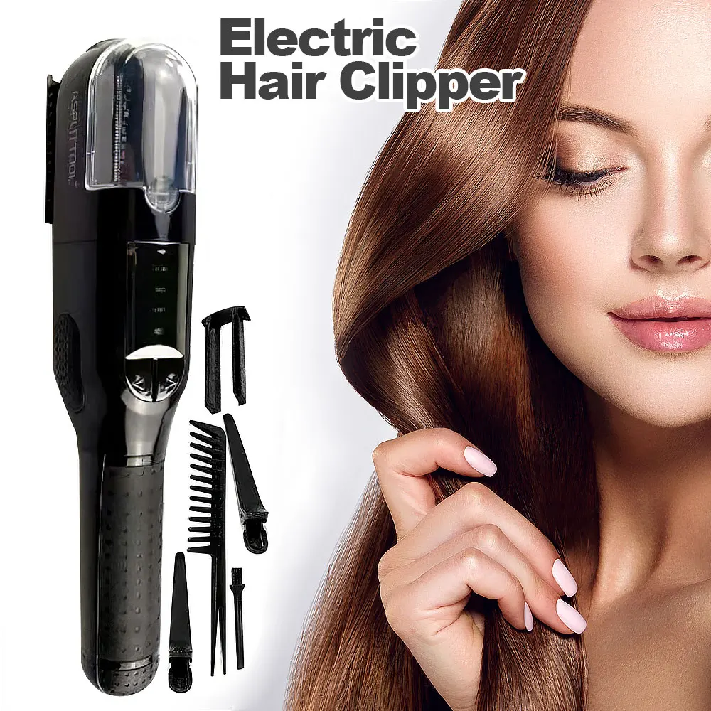 Máquina de corte de cabelo sem fio para mulheres, danificado a seco, aparador profissional, removedor Split, guarnição automática, quebradiço