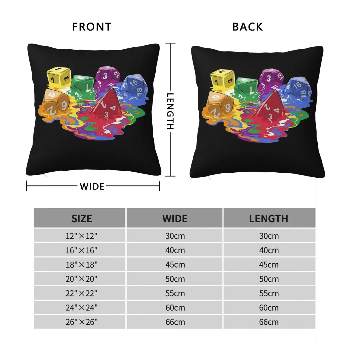 Melting Dice RPG Game Pillowcase Polyester Linen Velvet Printed Zip Decorative Bed Cushion Cover 45x45