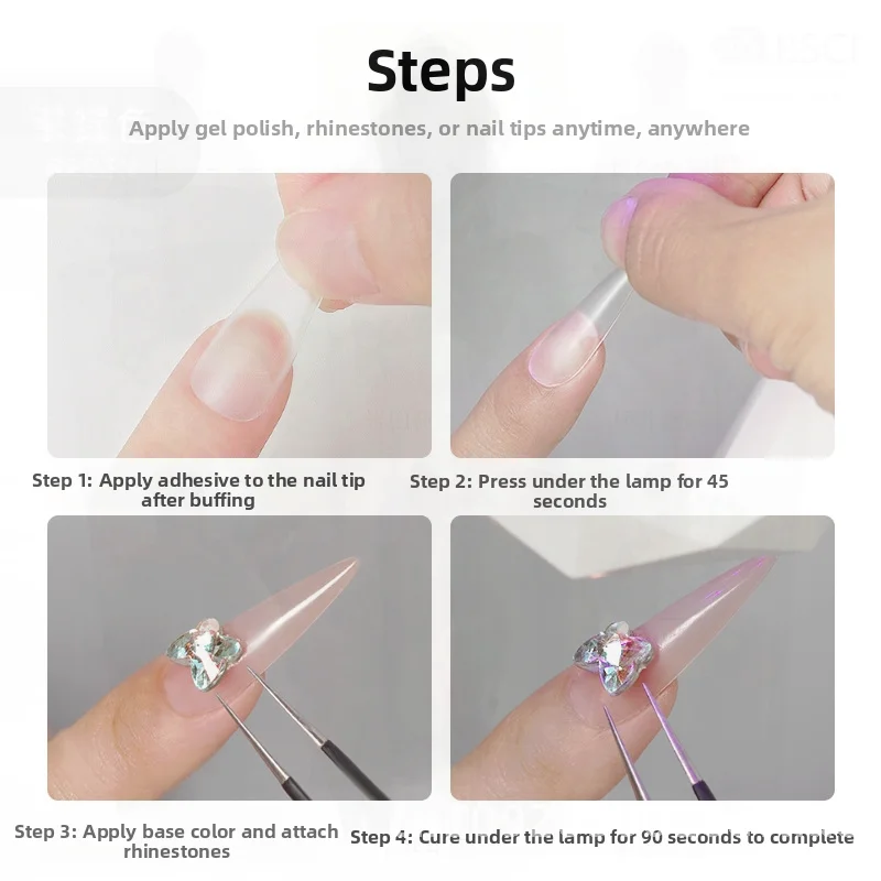 Rechargeable Nail Sensor Phototherapy Lamp White Diamond-Shaped Quick-Drying Bendable Lotus Lamp for Nail Care