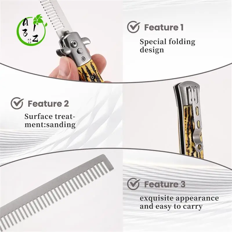 

A31Z-1 шт. автоматические расчески из нержавеющей стали, складной нож, щетки, триммер для волос, расческа, аксессуары для кистей, мужской карманный нож-бабочка