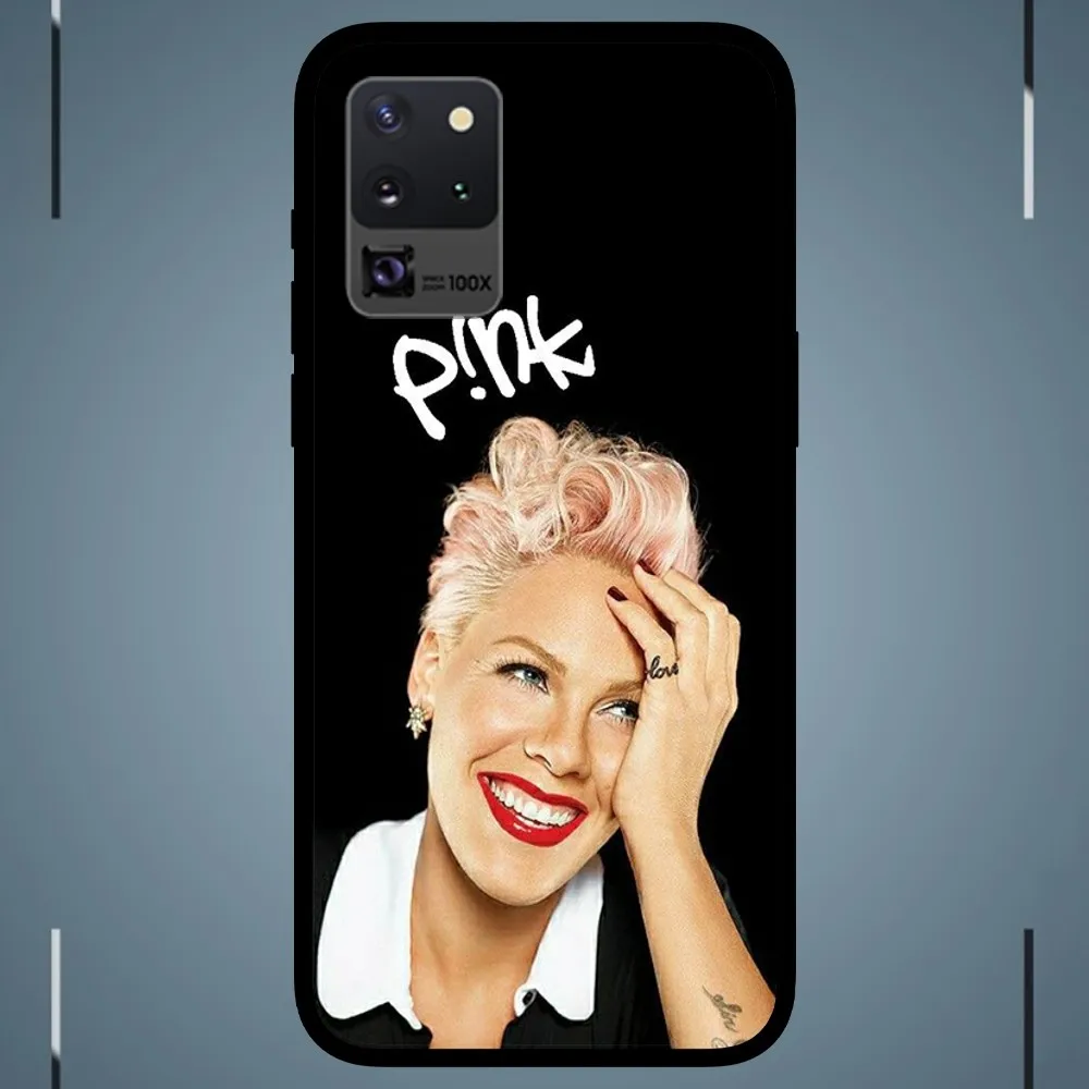 Singer P!nk  Phone Case For Samsung Galaxy S24 S23 S22 S21 S20 FE Note9 10 Plus Ultra Lite 5G Black Phone Case