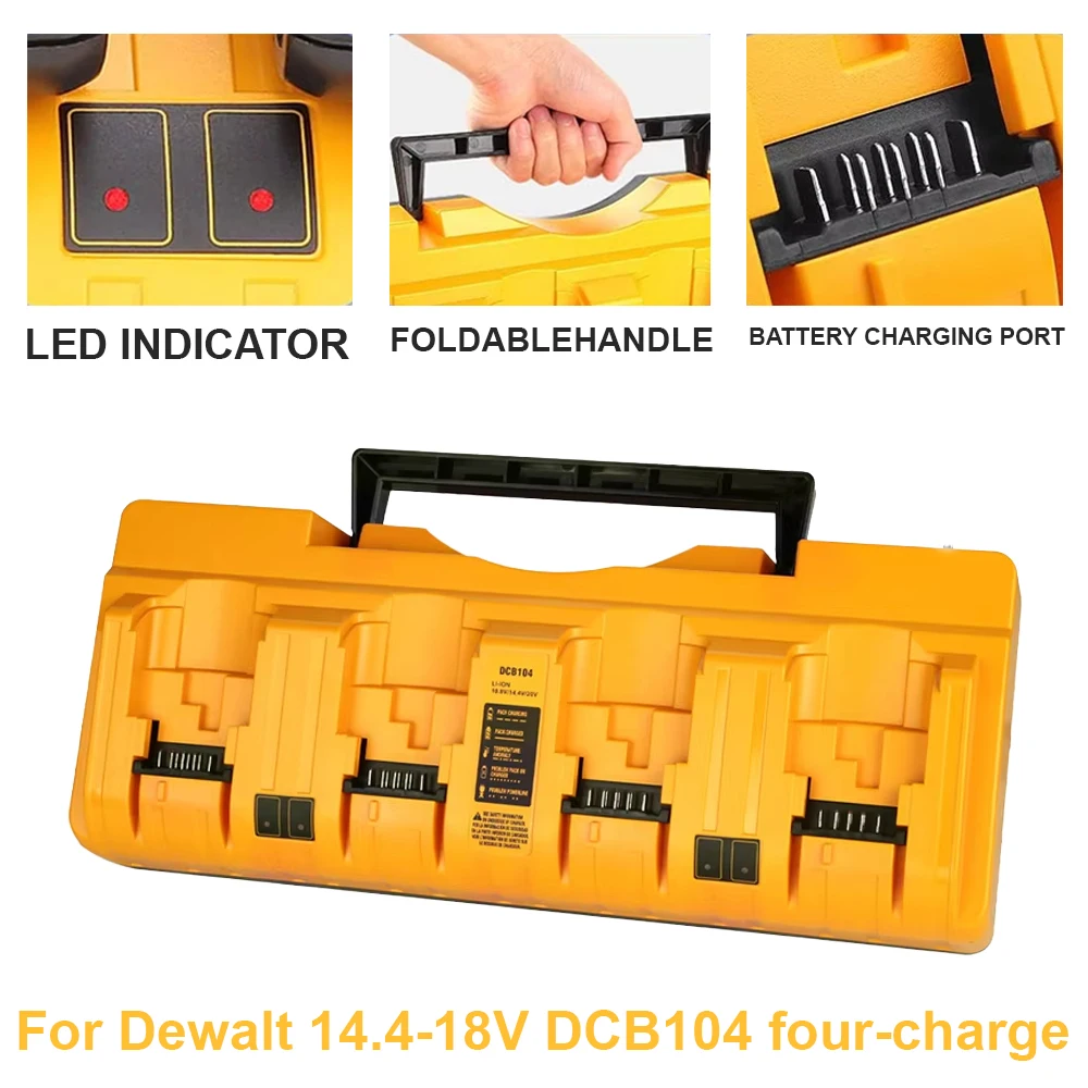 

DCB104 Fast Charger for DeWalt 12V-18V Four-port Lithium Battery Simultaneously DCB204 DCB205 DCB127 DCB105