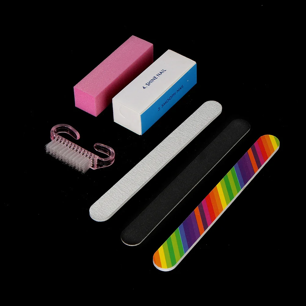 Conjunto de arquivos de unhas, 6 peças, placas duplas, blocos de buffer, ferramentas para arte em unhas, removedor de esmalte, kit de manicure para salão de beleza, casa
