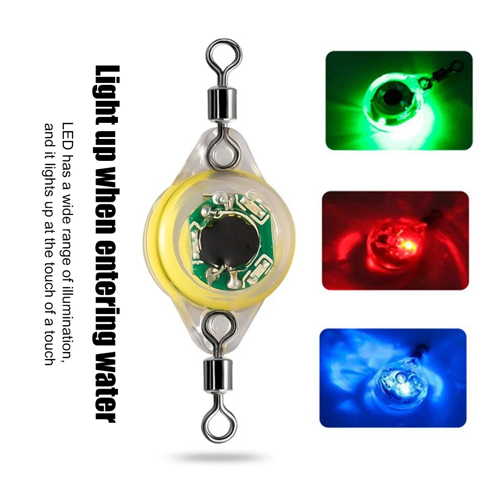 1-5pcs LED Fishing Lure Light Flashing 4Color Deep Drop Underwater Eye Shape Fishing Squid Fishing Bait Luminous Attracting Fish