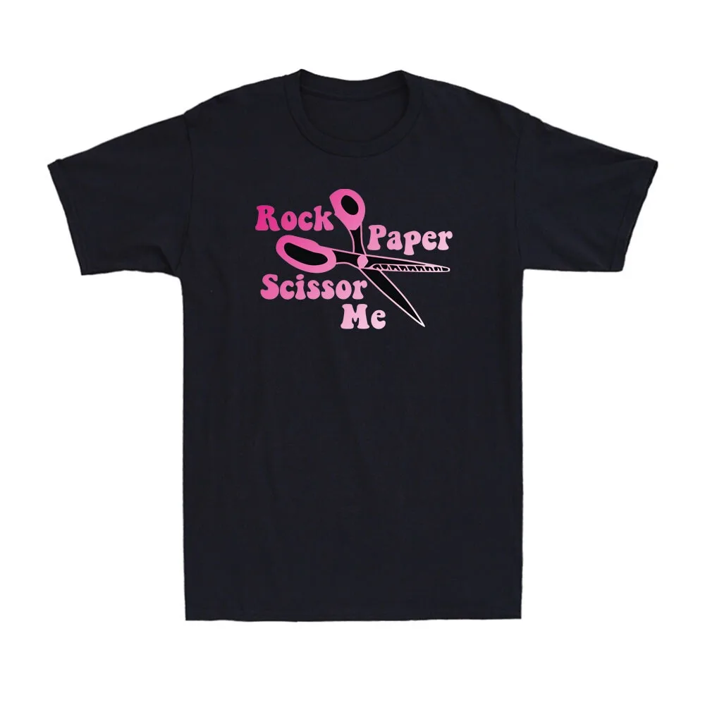 Rock Paper Scissor Me Pink Funny Quote Joke Novelty Men's T-Shirt Short Sleeve O-neck Sweatshirt Street Fashion Streetwear
