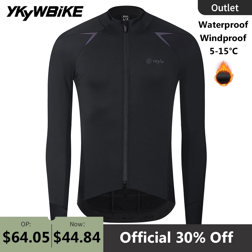 

YKYWBIKE Men's Cycling Jersey Water-Resistance Bicycle Outdoors Sports Jersey Windproof Winter Coat Thermal Road Bike Clothing