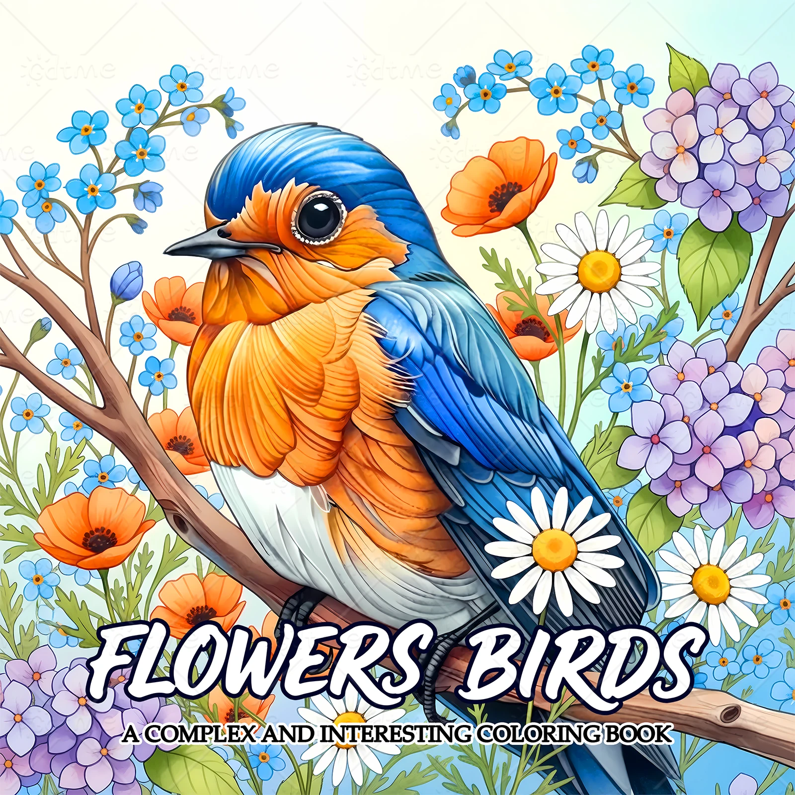 24 Pages FLOWER BIRDS World Coloring Book for Adult Stress Reduction | Colouring Book for Stress Relief and Mood Reduction ﻿