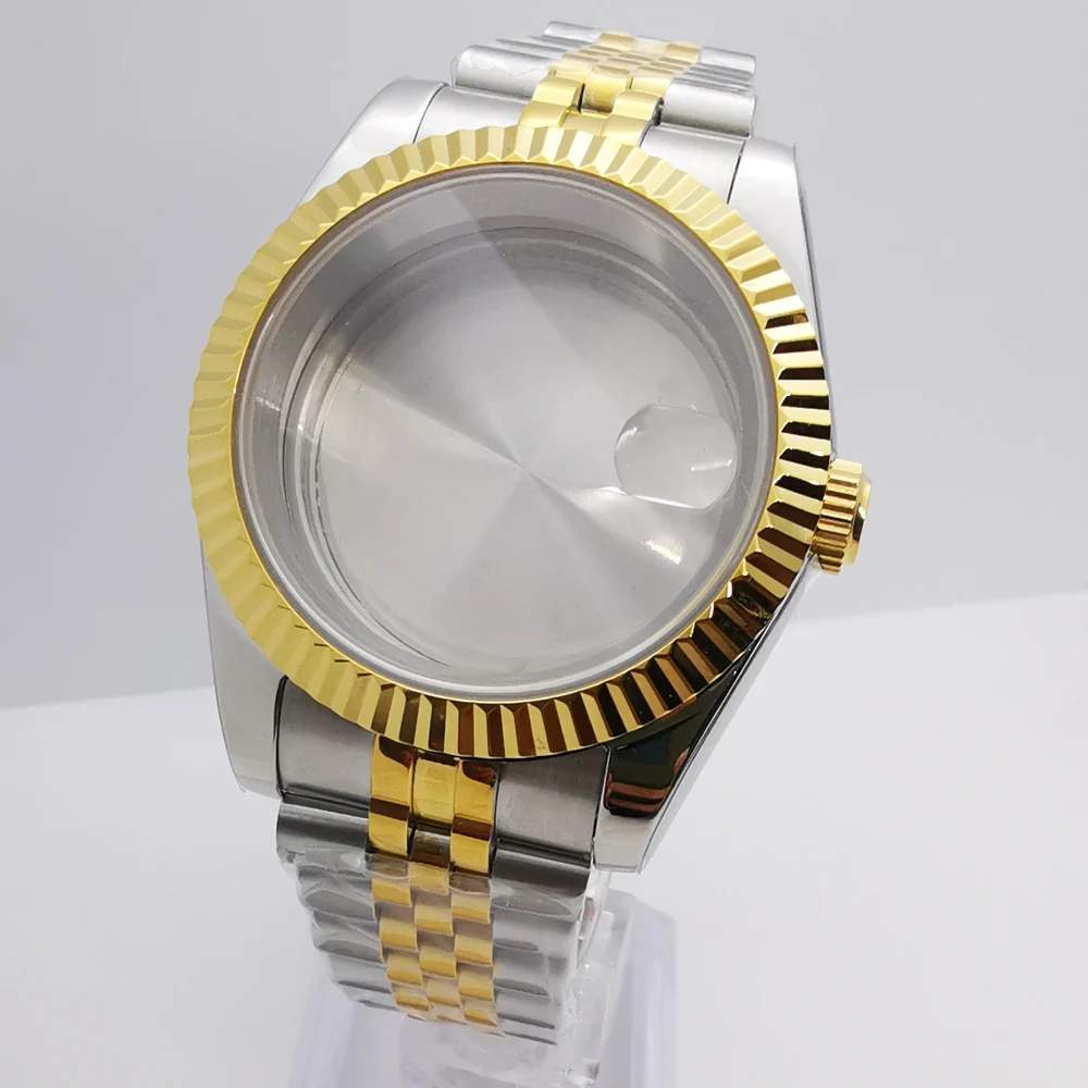 36mm/39mm silver gold sapphire glass watch case fit NH35 NH36 NH34 ETA2824 2836 Mingzhu DG2813 3804 Miyota8215 PT5000 movement