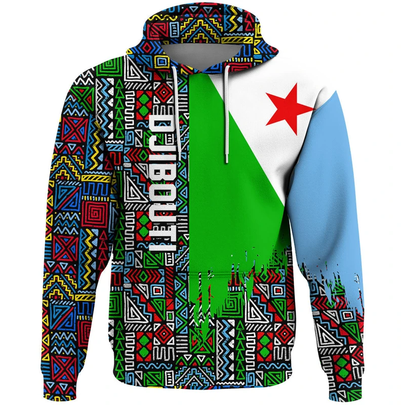 

Africa Djibouti Map Flag 3D Print Hoodies For Men Clothes Patriotic Tracksuit National Emblem Graphic Sweatshirts Male Hoody Top