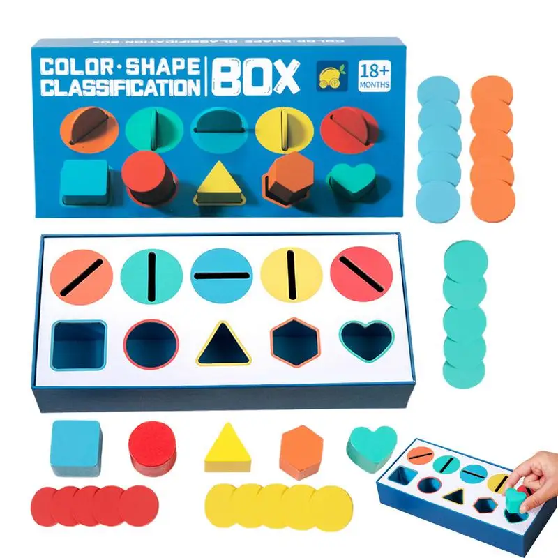 Juguetes de clasificación de colores, clasificador de formas de madera, juguetes de clasificación, bloques educativos a juego, clasificación de colores, juguetes sensoriales para el hogar y la escuela