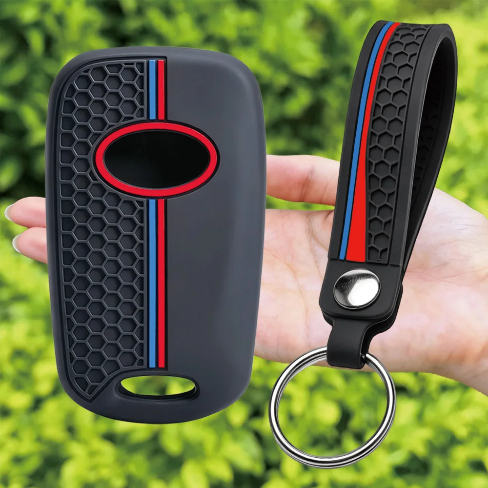 For Hyundai i30 i40 Santa Fe ix35 Tucson For Kia Ceed ProCeed Sorento silicone car key fob cover with finger loop and key ring