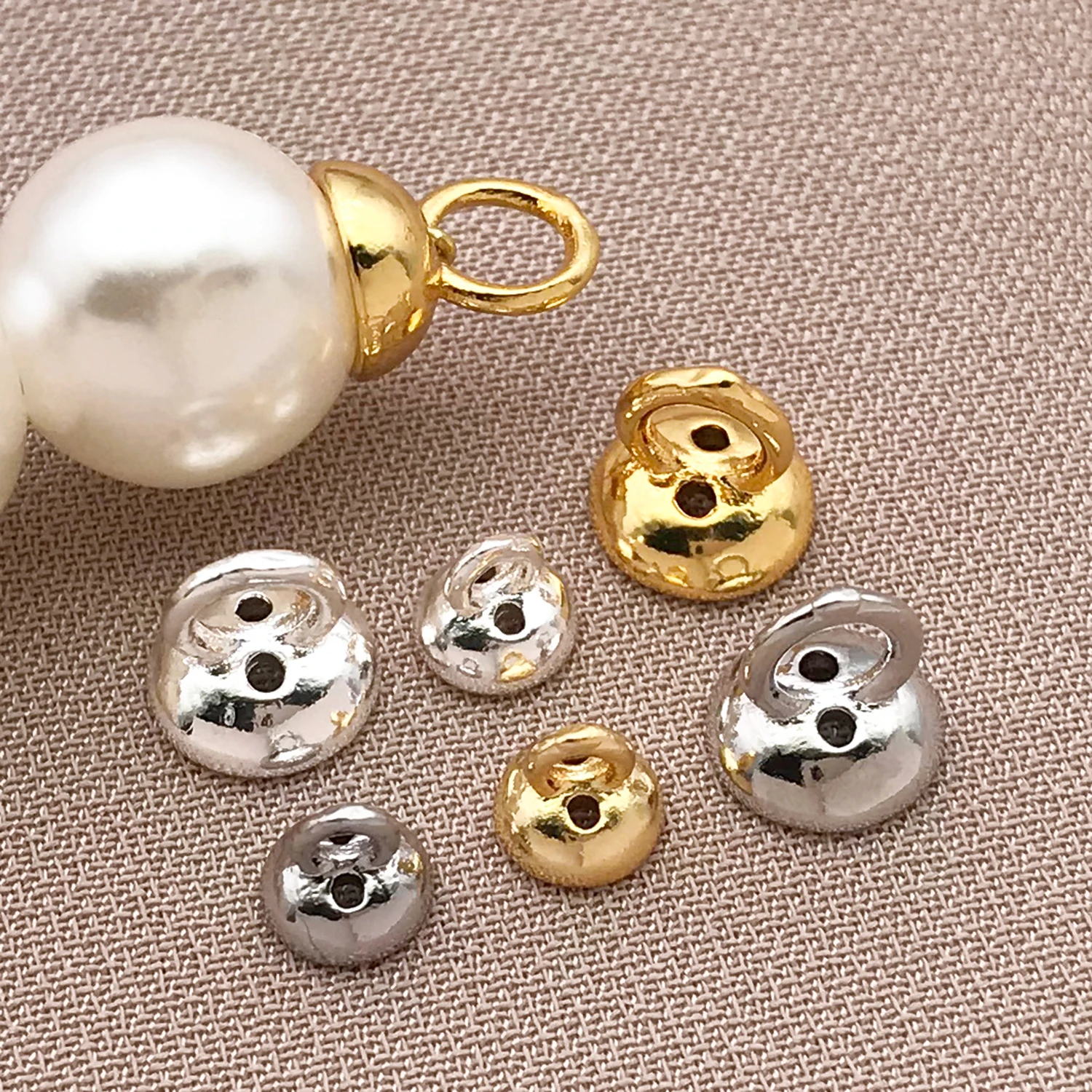 Mix 5pcs 18K Copper Plated Genuine Golden Thick Silvery White Golden Concealed Wire Cap, DIY Jewelry Making Accessories