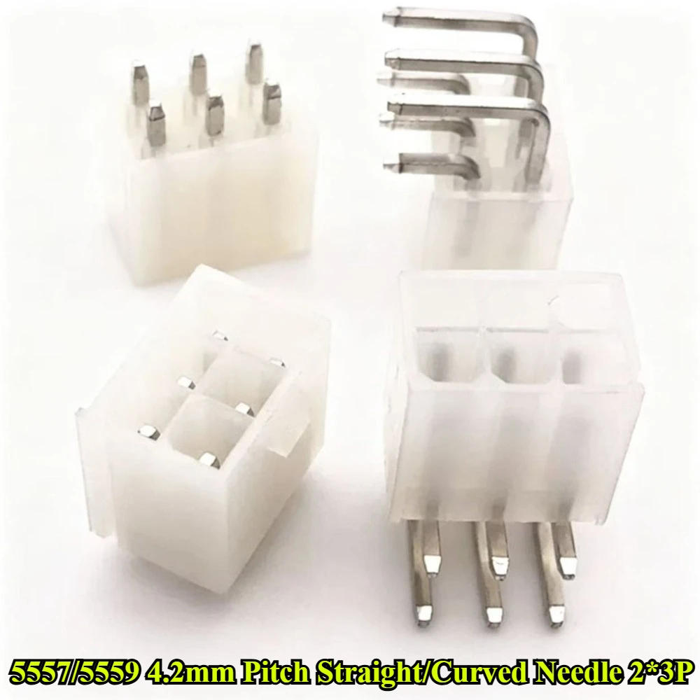 5557/5559 4.2mm Pitch Double Row Straight Needle Curved Needle 2*3P Pin For PCI-E Graphics Card Computer Power Connector
