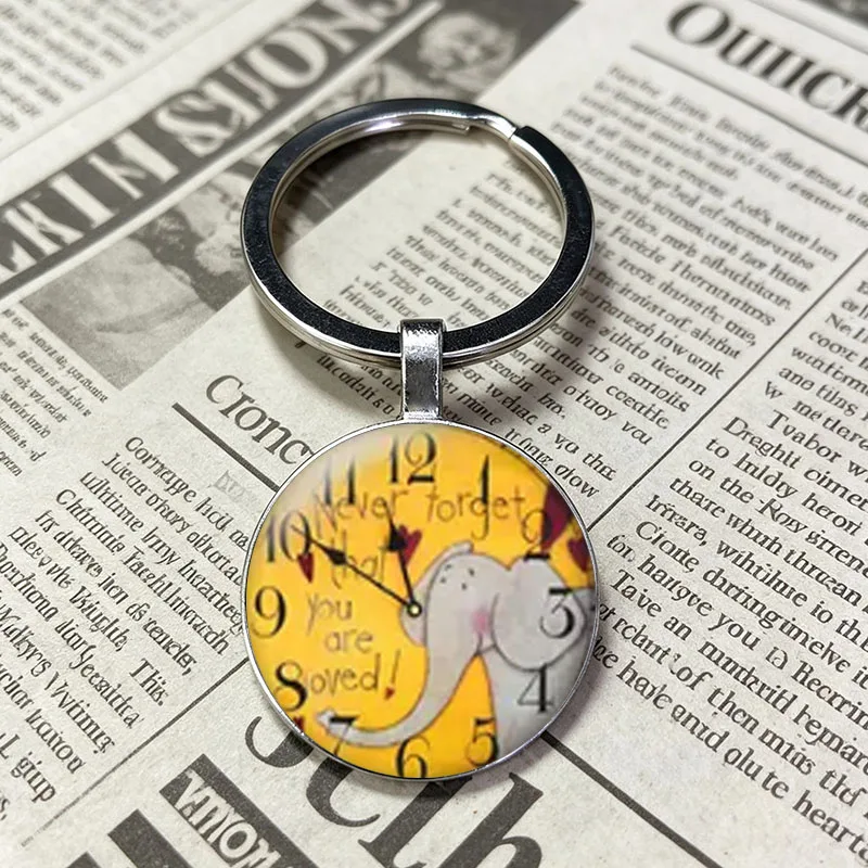 Antique Distressed Watch Print Alloy Key Holder, Ornate, Animal Quote, Rustic Lodge Design Keychain Pendant For Men Women Gift
