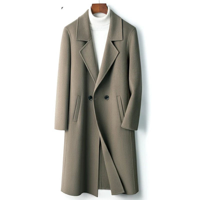 Autumn and Winter Men's New Solid Color Loose and Versatile Mid Length Coat