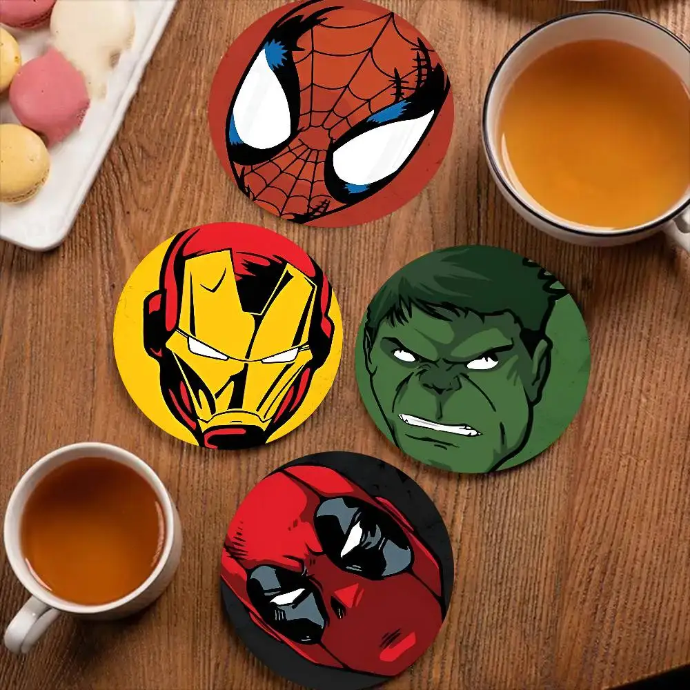 

A-Avengers Cartoon Avatar Superhero Coaster Non-Slip Heat-Resistant Fun Dining Table Decoration Cafe Restaurant Gifts