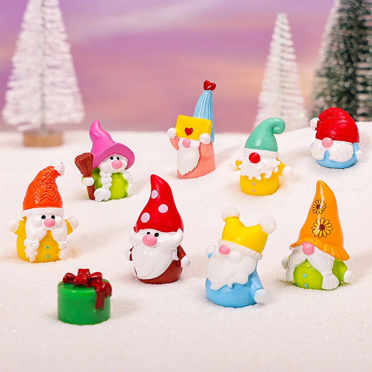 Figurines de Gnome mignonnes, 8 pièces, Mini ornements en résine pour bricolage, jardin féerique, Micro paysage, décor de fête de noël