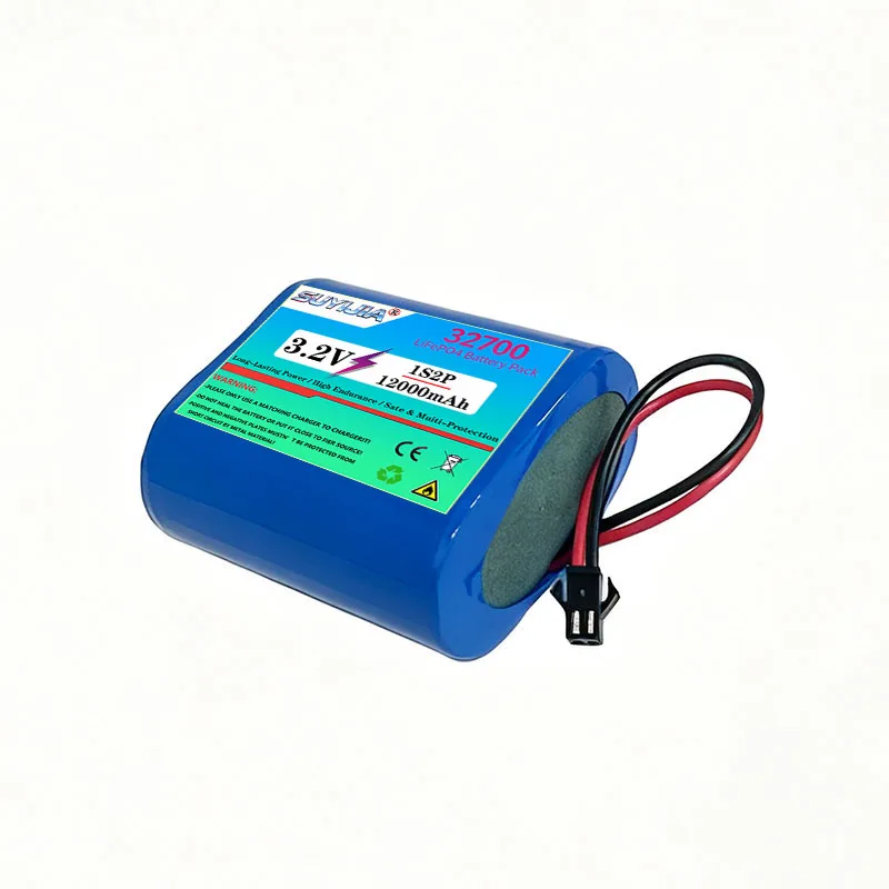 3.2V 12000mAh 1S2P 32700 LiFePO4 Battery Pack with Wires Lithium Iron Phosphate Battery for Solar Light Wheelchair& Alarm System