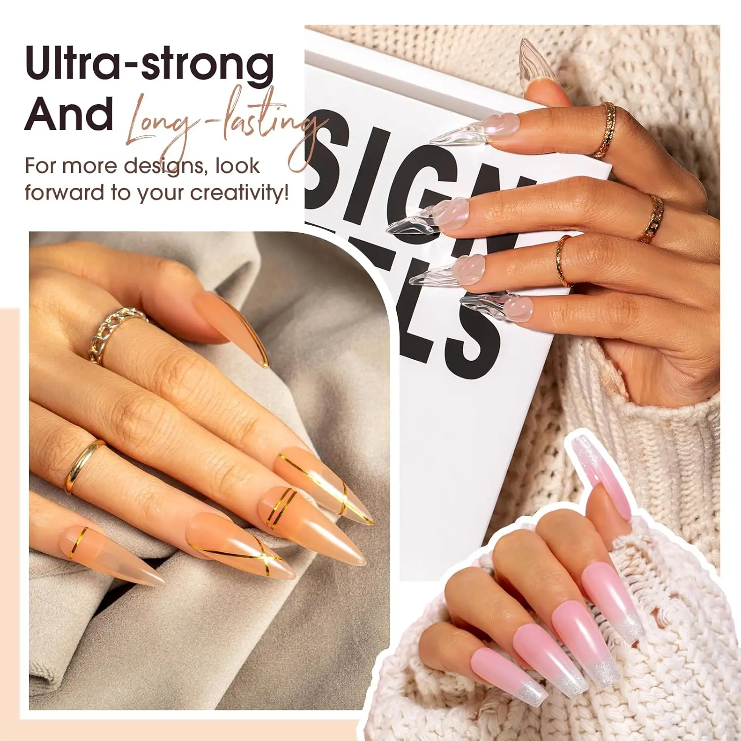 Poly Extension Gel Kit voor nagelconstructie, versterking en verbetering, inclusief Poly Nail Forms en Soak Off Gel, geschikt