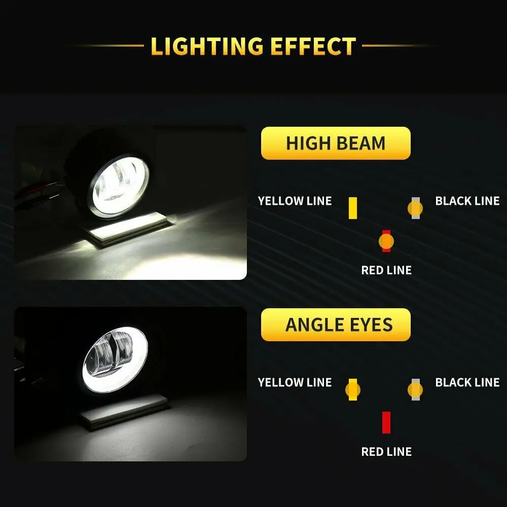 1pcs LED Angel Eye Headlights Motorcycle Light High Low Beams Led Spotlight Headlight Fog Lamp Additional Headlamp Bulb 9V-36V