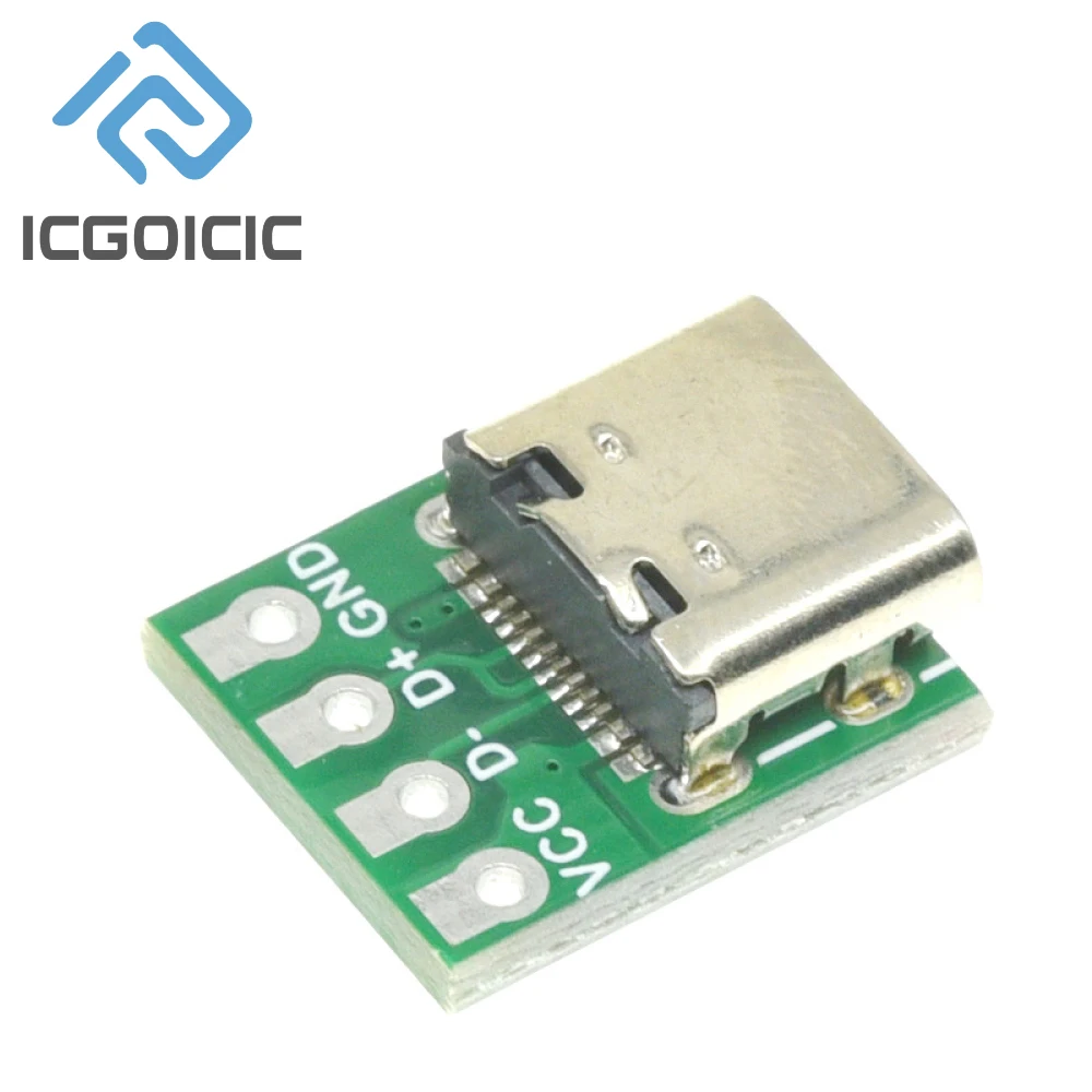 1-100PCS USB 3.1 Type C Connector - 16 Pin PCB Board Adapter, Socket for Data Line Cable Transfer