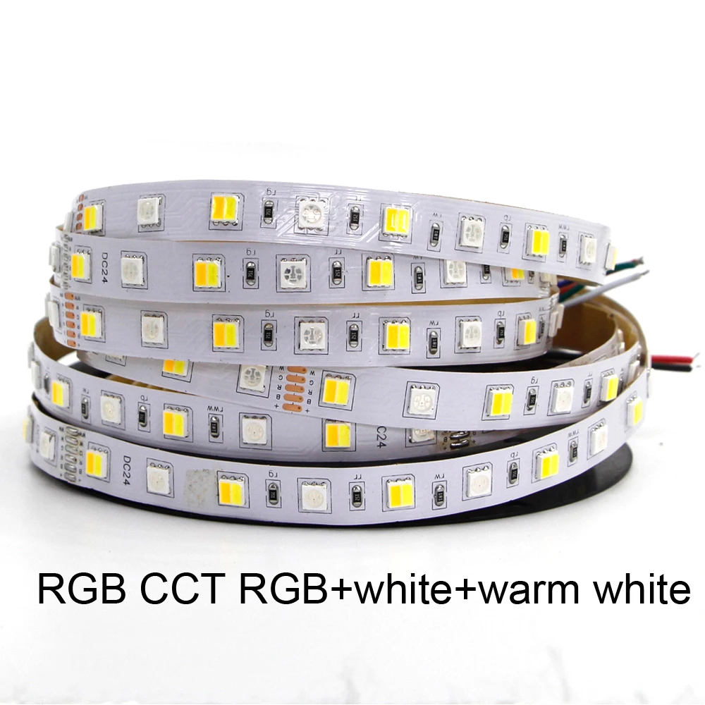 5M DC12V RGBCCT LED Light Strip 12MM SMD5050+2835/2IN1/5IN1 RGB+W+CW 60/90 Leds/M Waterproof Flexible for Holiday Room Decor