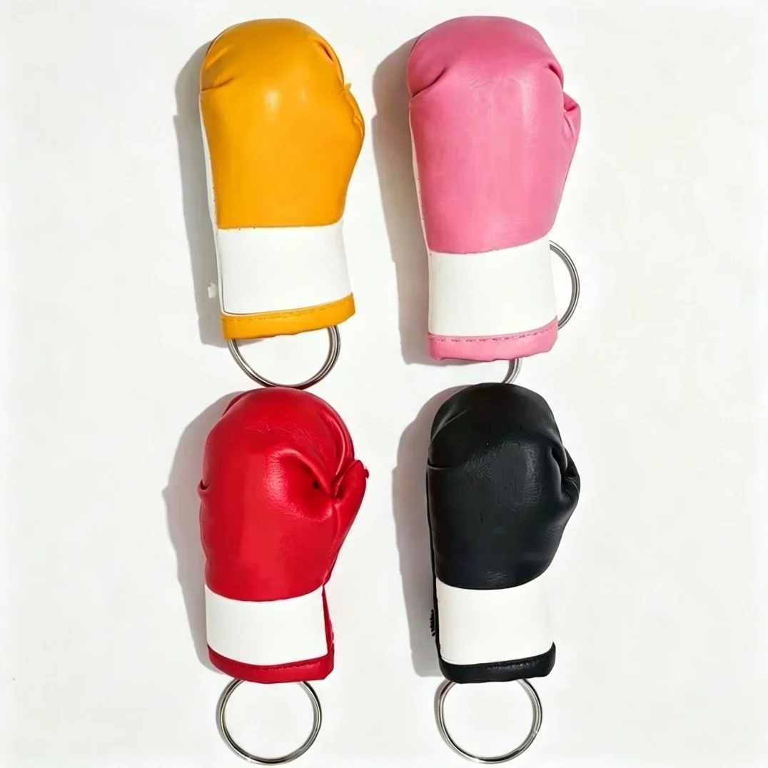 New Leather Boxing Gloves Keychain Boxing Fan Gift Backpack Key Accessories Hanging Pendant Exquisite Gift