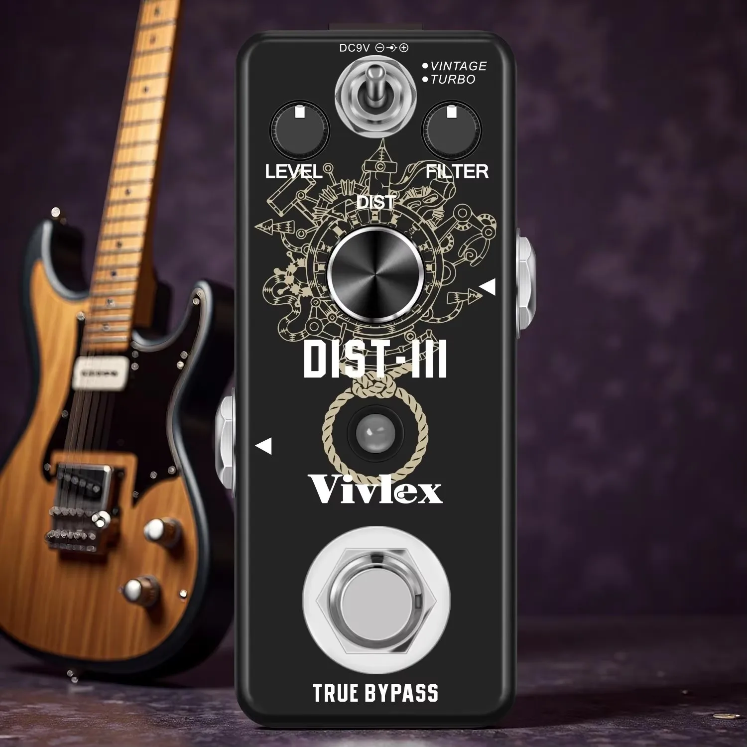 Vivlex Guitar Pedal Distortion III RAT Distortion Effects Styles Classic Smooth Vintage Turbo DIST Sound DV 9V Mini Pedais