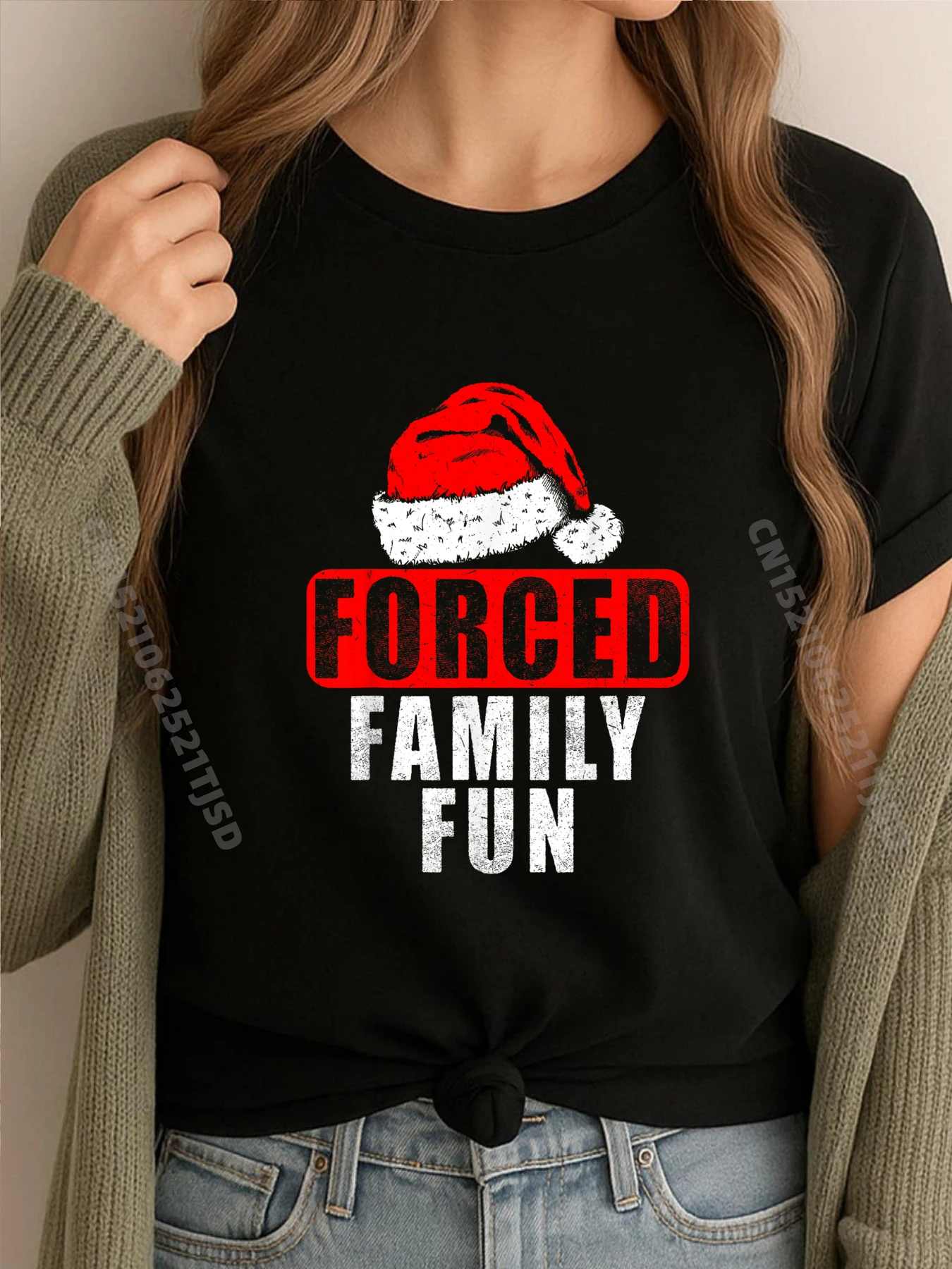 

Шляпа Санта-Клауса Forced Family Fun, рождественские праздники, одинаковая уличная одежда в стиле хип-хоп, роскошная винтажная футболка для пар