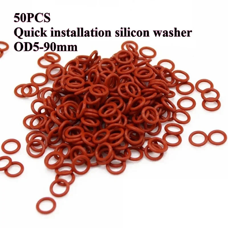 

2/3/5/10/20/50PCS Red Silicone O-Rings - OD 5-80mm, Thickness 1/1.5/2/2.4mm - Food Grade, Waterproof & Insulated Gasket Washers